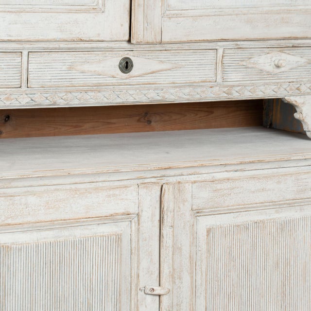 19th Century Large White Swedish Gustavian Pine Cabinet Cupboard For Sale - Image 11 of 15