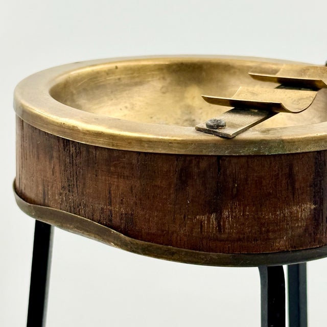 Chrome Tripod Floor Ashtray with Blue Ceramic Bowl, 1960s For Sale - Image 9 of 11