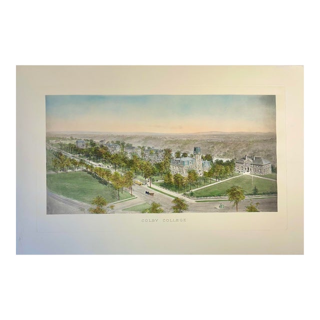Colby College Engraving, After Richard Rummell, c.1913 — Hand-Colored Re-Strike on Wove Paper, Large Format For Sale