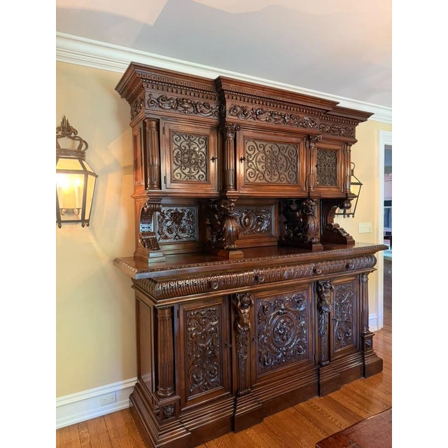 French Mid-19th Century Rococo Style Heavily Carved Walnut Buffet, Circa 1850–1860 For Sale - Image 11 of 18