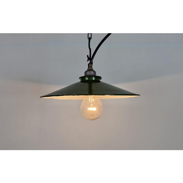 Industrial Green Enamel Light, 1950s For Sale - Image 9 of 17