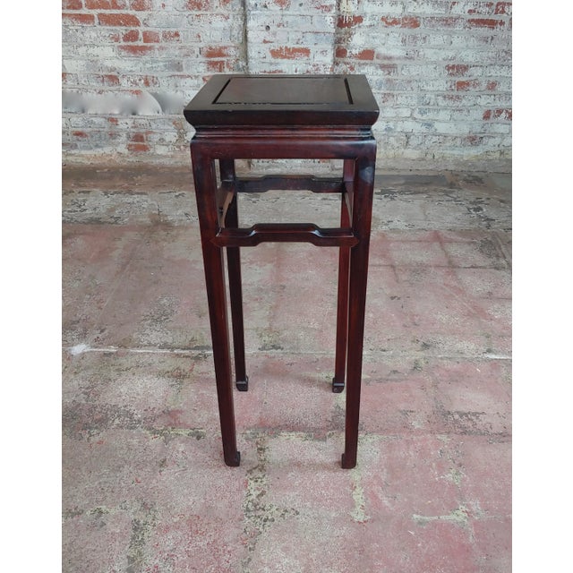 Chinese Vintage hand carved Redwood Stand size 12 x 12 x 32" A beautiful piece that will add to your décor!