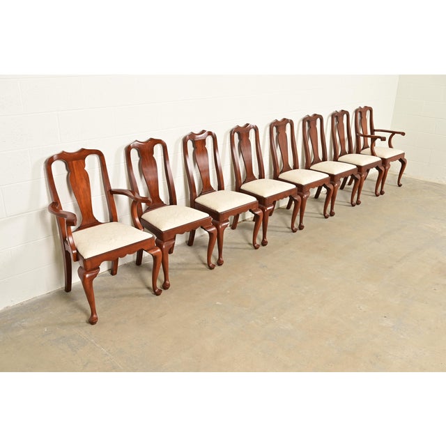 Henkel Harris Henkel Harris Queen Anne Solid Cherry Wood Dining Chairs, Set of Eight For Sale - Image 4 of 14