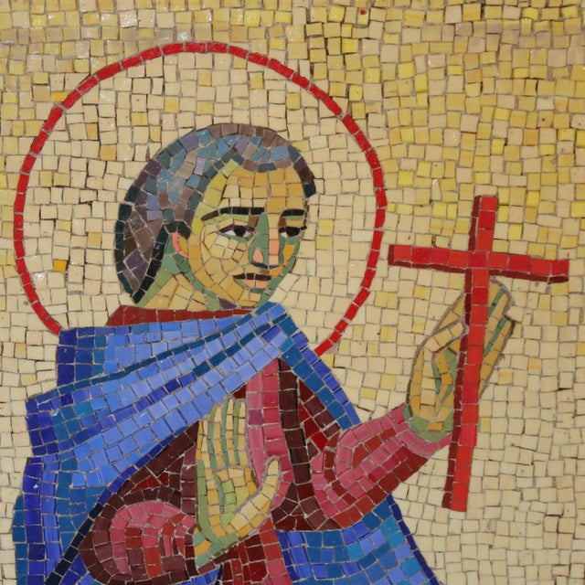 Mosaic Tile Portrait of Saint Barnabus, Circa 1930 For Sale - Image 6 of 8