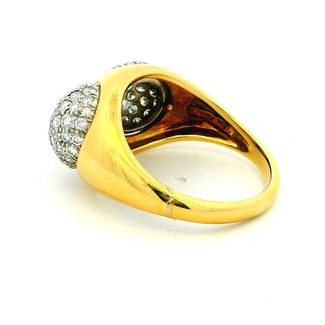 Vintage Tiffany & Co. Paloma Picasso 18k Gold Platinum Diamond Bypass Ring, Size 7.75 For Sale In Miami - Image 6 of 14