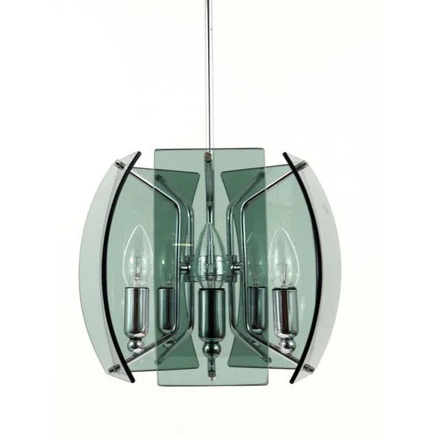 Glass Mid-Century Glass Pendant in the style Fontana Arte, Italy, 1960s For Sale - Image 7 of 11