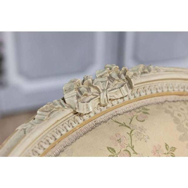 Pair of French Louis XVI Style 1900s Painted and Carved Bergères à Oreilles For Sale - Image 9 of 12
