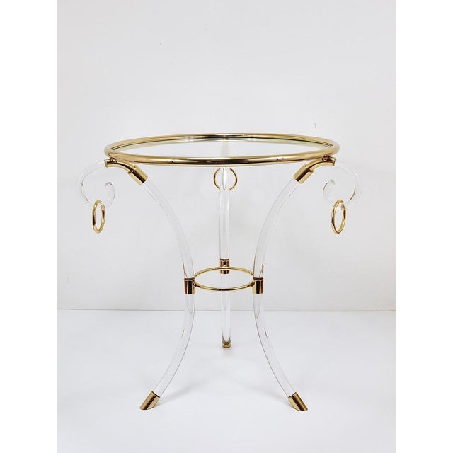 Acrylic Glass & Gilt Metal Tripod Coffee Table Pedestal Gueridon by Maison Charles, 1970s For Sale - Image 10 of 14
