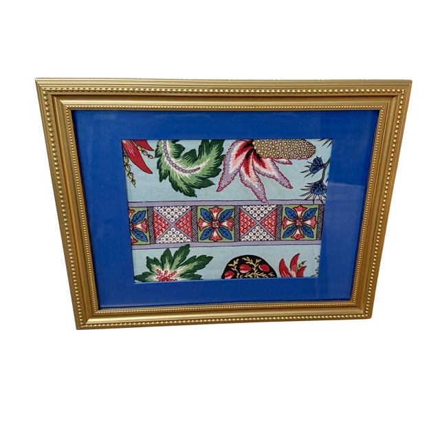 A charming, one-of-a-kind textile art piece featuring Schumacher's "Bailey Botanical" fabric, framed inside an upcycled...