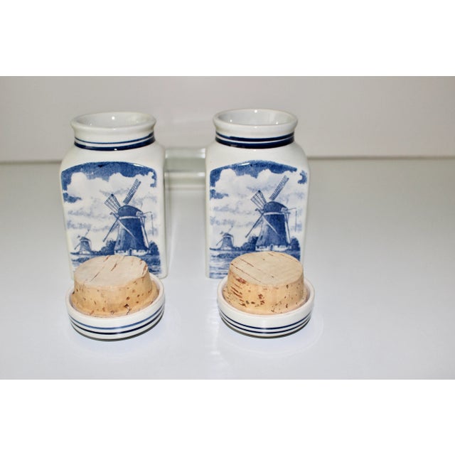 Vintage Delft Blue & White Jars & Tray Set- 3 Pieces For Sale - Image 10 of 12