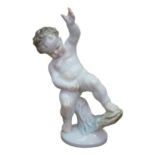 Vintage Herend Hungary Porcelain Nude Cherub Putti Figurine 5751 Dancing Boy 7" For Sale
