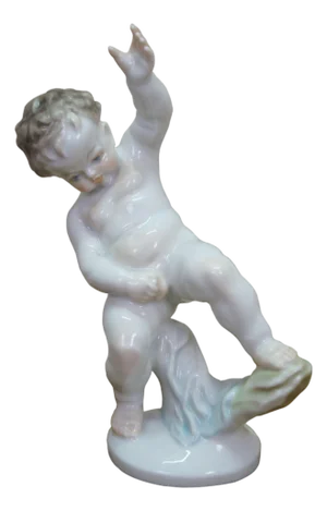 Vintage Herend Hungary Porcelain Nude Cherub Putti Figurine 5751 Dancing Boy 7"
