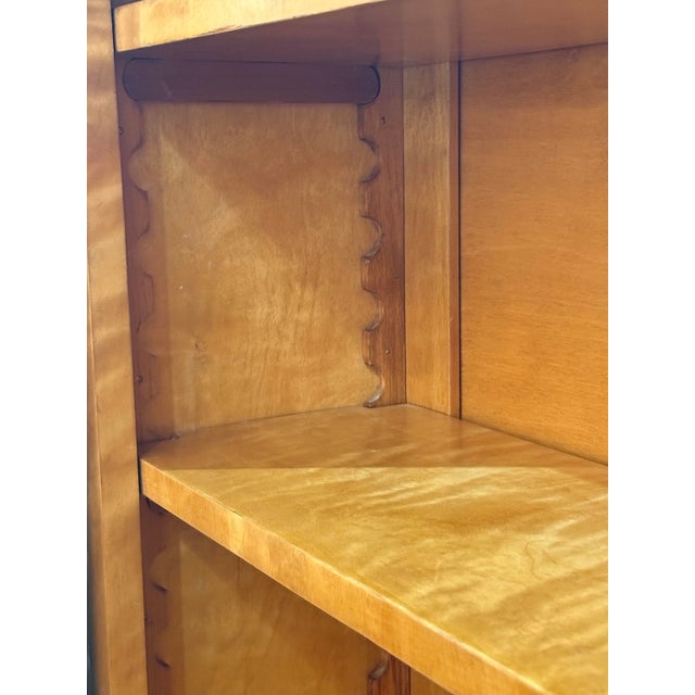 Biedermeier Open Bookcases of Curly Maple With Ebonized Columns - Two Available For Sale In Austin - Image 6 of 16