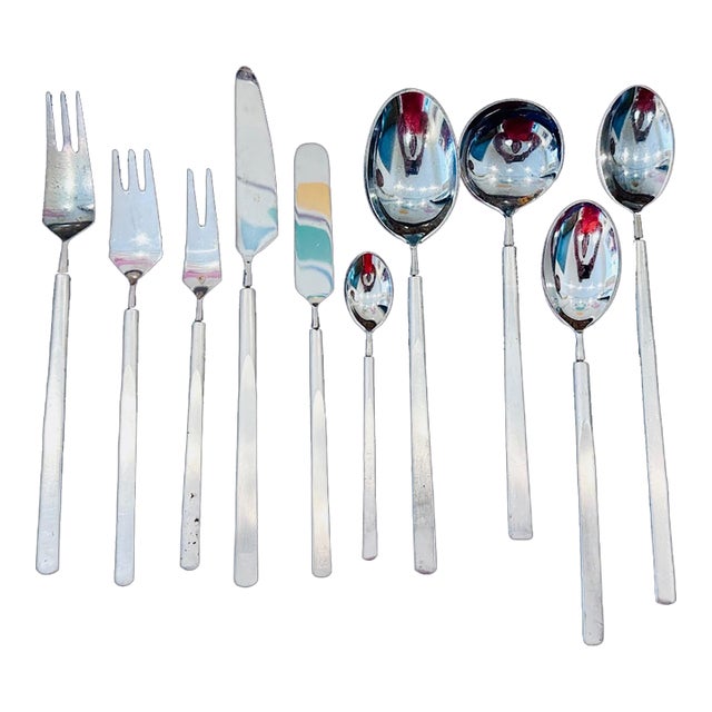 165-Piece Obelisk Stainless Steel Flatware Set by Erik Herløw for Copenhagen Cutlery For Sale