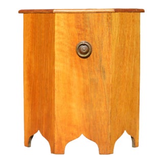 Midcentury Moroccan Style Octagonal Wood Accent / Drinks Table With Storage For Sale