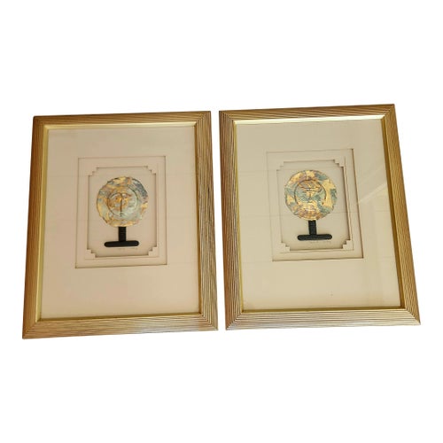 Harris Strong Pair Framed Metallic Lithographs Pair 1980s