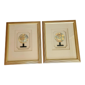 Harris Strong Pair Framed Metallic Lithographs Pair 1980s