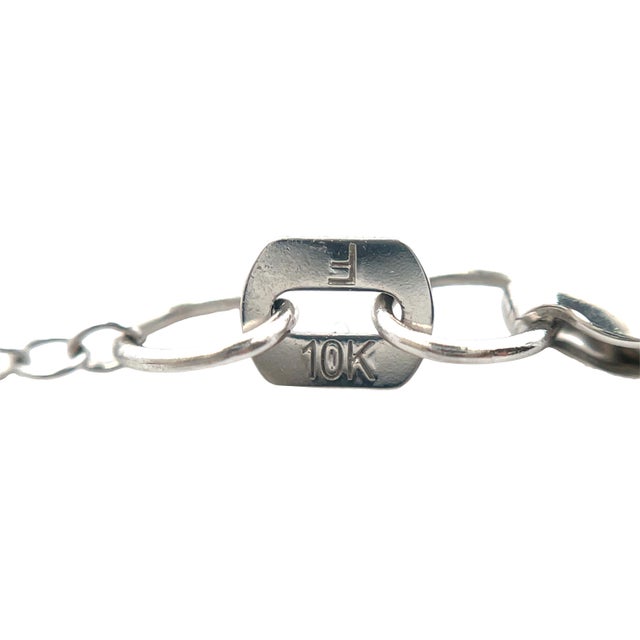 Silver Solid White Gold Diamond Stud Earrings & Pendant Necklace Set For Sale - Image 8 of 8