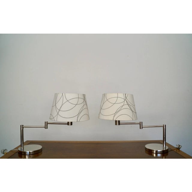 2000 - 2009 Ralph Lauren Swing Arm Chrome Table Lamps - a Pair For Sale - Image 5 of 13