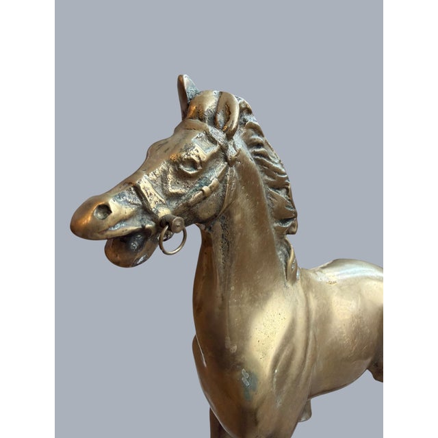1960s 1960s Brass Sculpture Native American Chief Running Horse Figurine For Sale - Image 5 of 17