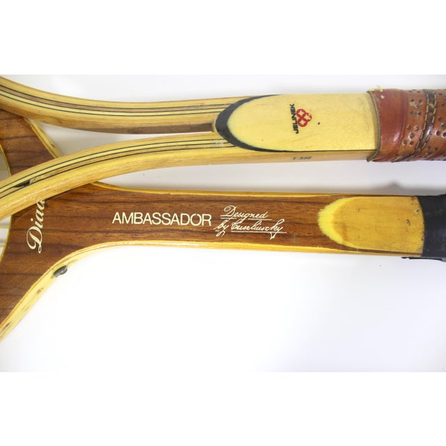 Curated Pair of Vintage Tennis Rackets for Designer Decorating Wood Racquet Set of Two For Sale - Image 10 of 11