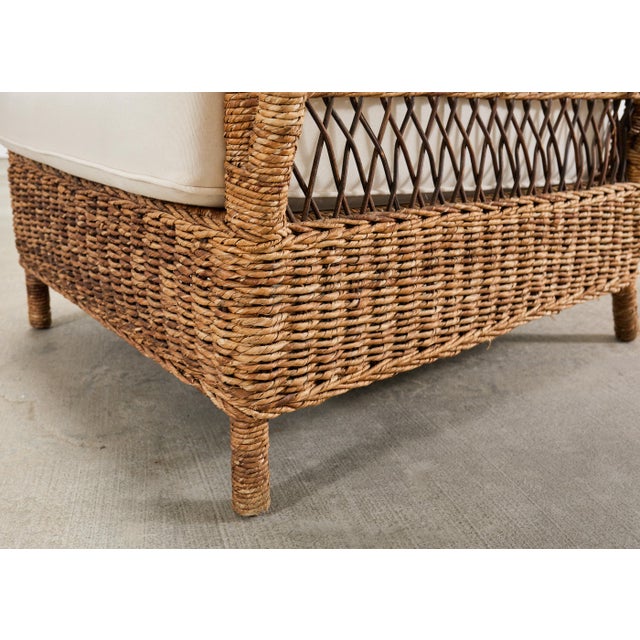 Pair of Ralph Lauren Organic Wicker Rope Armchairs + Ottoman For Sale - Image 16 of 18