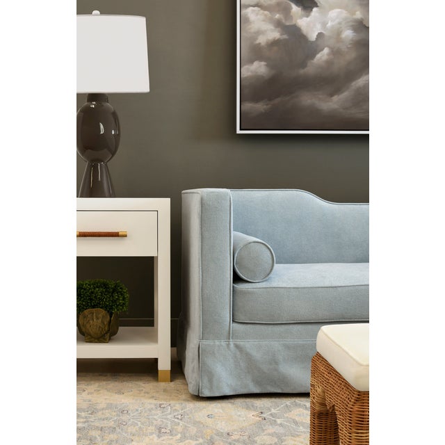 Not Yet Made - Made To Order Matthew Izzo Home Pelham Matte White Lacquer One Drawer Side Table With Brass and Wrapped Rattan Handle For Sale - Image 5 of 6