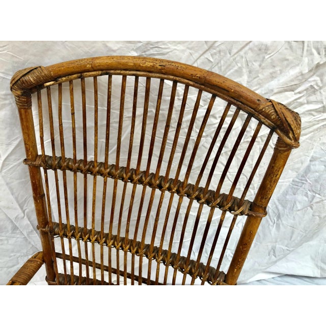 Mid-Century French Rattan Arm Chairs - a Pair For Sale - Image 4 of 12