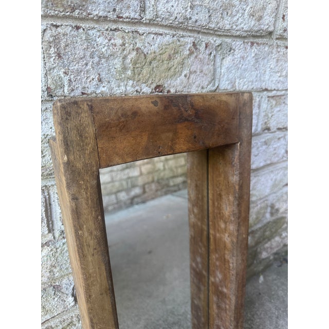Mid 20th Century Rustic Solid Wooden Wall Hanging Mirror For Sale In New York - Image 6 of 17