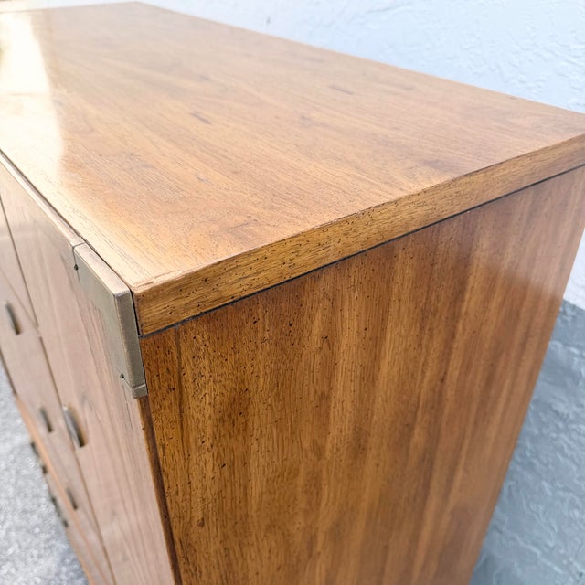 Wood Vintage Huntley Campaign Highboy Dresser by Thomasville For Sale - Image 7 of 12