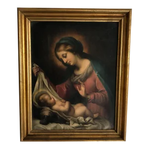18th Century "Madonna of the Veil" Grand Tour Italian Figurative Oil Painting, Framed