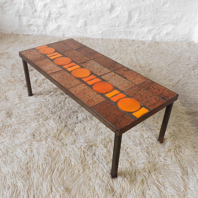 1970s Vintage Ceramic Coffee Table attributed to Jean Jaffeux, France, 1970 For Sale - Image 5 of 9