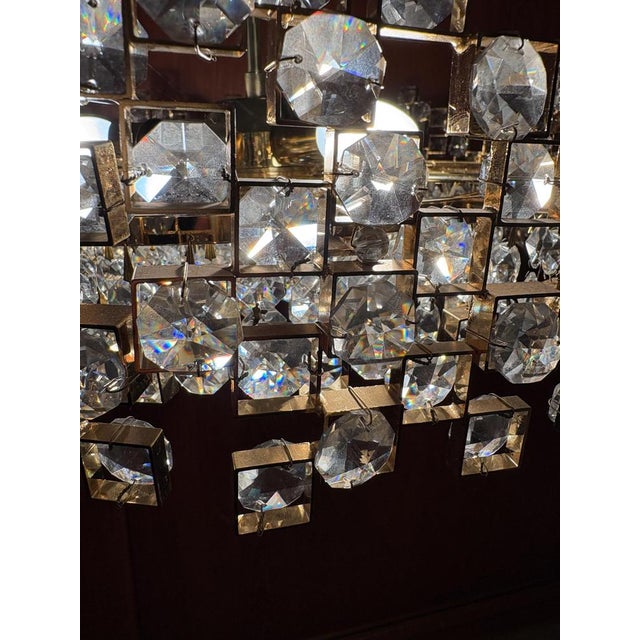 1970s Brass and Crystal Glass Chandelier from Palwa, 1970s For Sale - Image 5 of 9