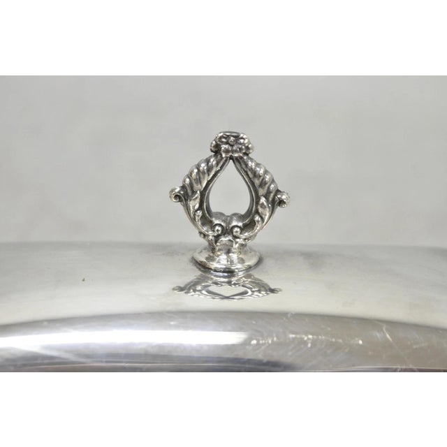 Victorian Vintage Crescent Victorian Silver Plated Covered Butter Dish W/ Glass Liner For Sale - Image 3 of 11