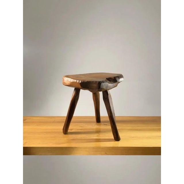Modernist French Brutalist Tripod Stool, 1950s For Sale - Image 6 of 13