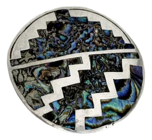 Taxco Mexico Sterling Silver and Abalone Round Pendant/Brooch