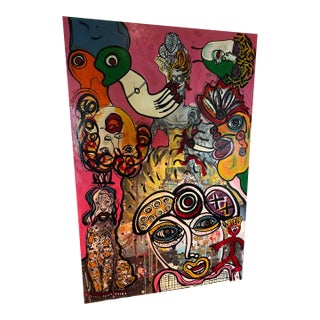 1970s Peter Keil Monumental Canvas Abstract Painting 6’ X 4’ For Sale