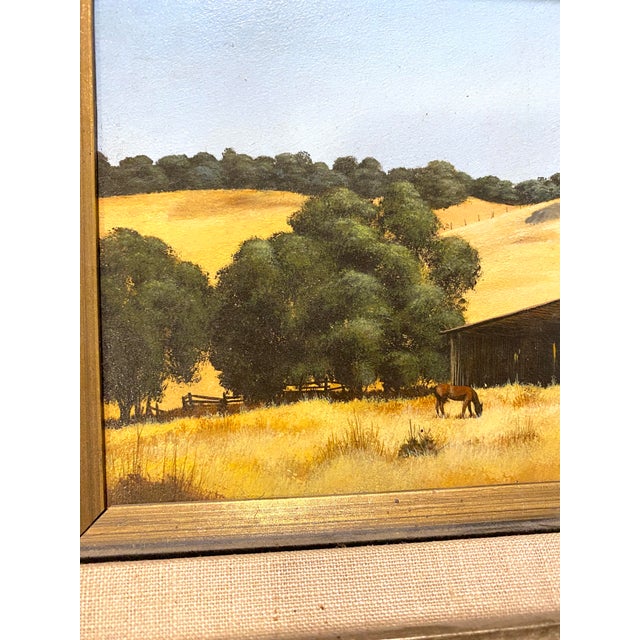 Realism Mid 20th Century Richard Danskin Original Oil Painting Horse Farm Barn Rustic Landscape Carmel California For Sale - Image 3 of 12