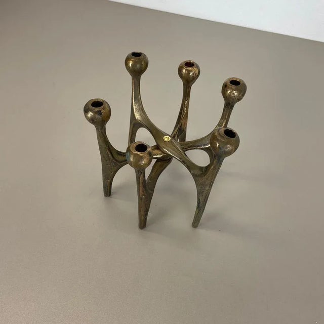 Mid-Century German Brutalist Candleholder in Bronze from Michael Harjes, 1960s For Sale - Image 4 of 18