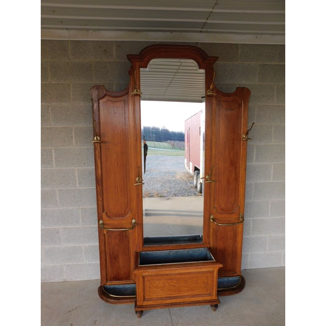 Antique Edwardian Beveled Glass Oak Hall Rack Chairish