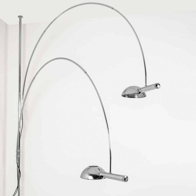 Height Adjustable Double Ball Chrome Arc Floor Lamp from Florian Schulz, 1970s For Sale - Image 14 of 15