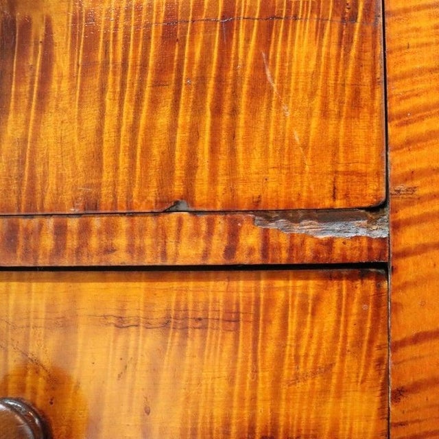 American Empire Cherry & Tiger Maple 7 Drawer High Chest With Backsplash C1830 For Sale - Image 6 of 10