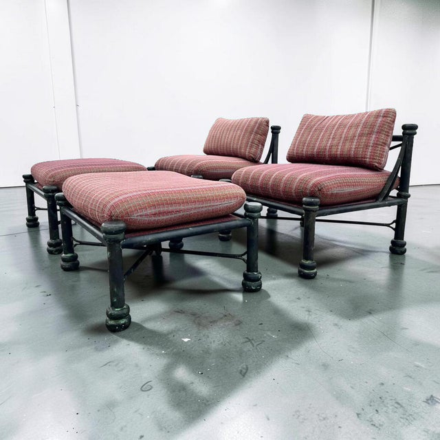 Black Diego Giacometti Style Neoclassical Lounge Chair With Footstool - a Pair For Sale - Image 8 of 10
