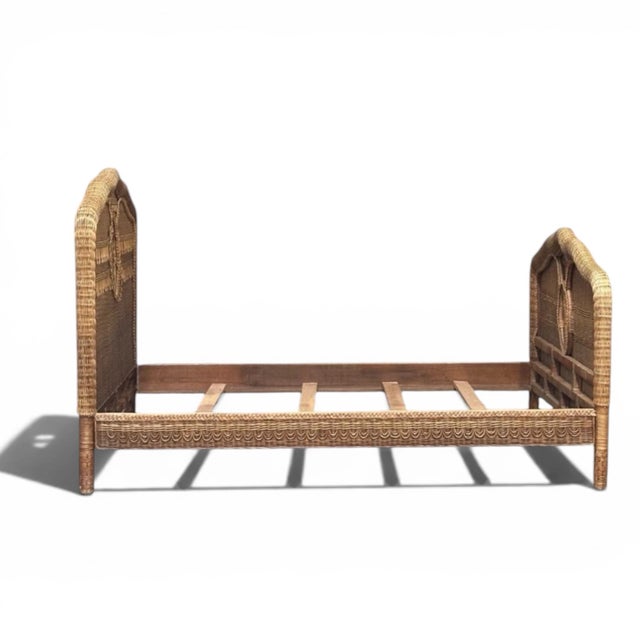 Traditional Ralph Lauren Wicker Scrolled Queen Bed For Sale - Image 3 of 9