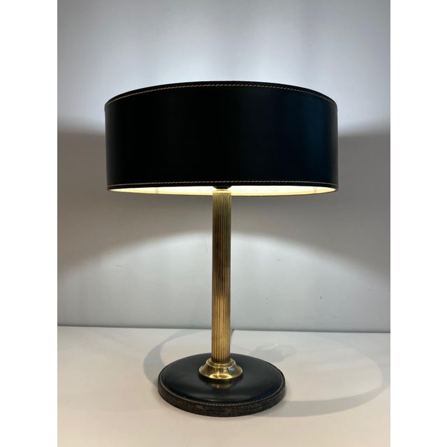 1950 Cellar Quilted Leather Desk Set. French Works in the Style of Jacques Adnet - Set of 3 For Sale - Image 10 of 12