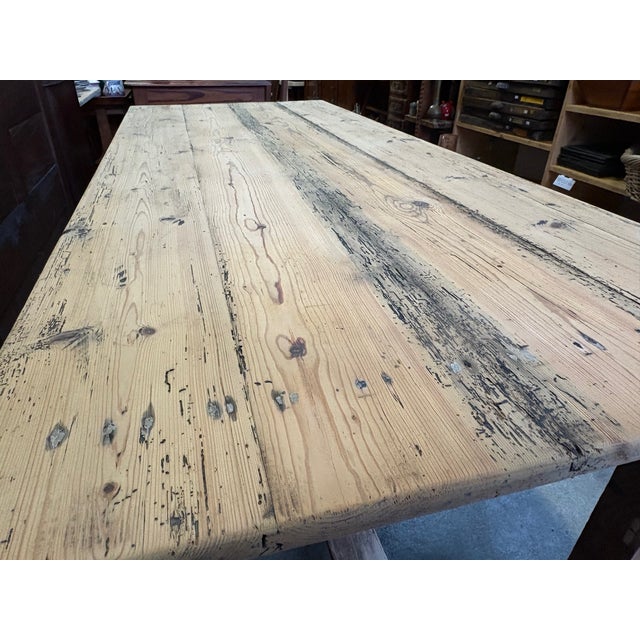 Antique Rustic Farmhouse Table in Oak For Sale - Image 5 of 10