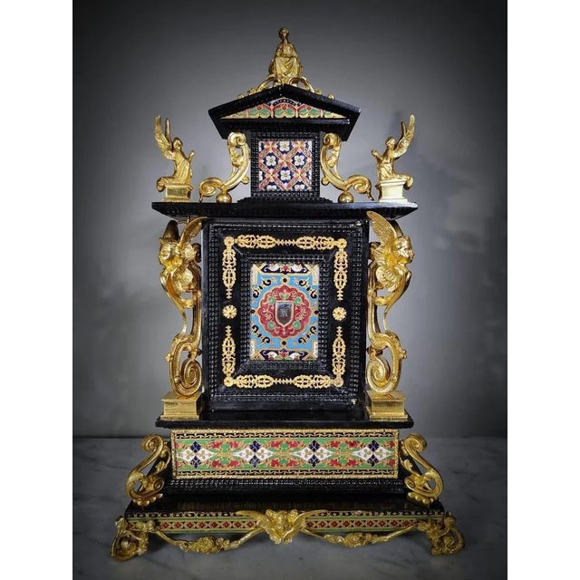 Italian tabernacle from the last quarter of the 17th century made in: mercury-gilt bronze, silver, enamel and ebony- This...