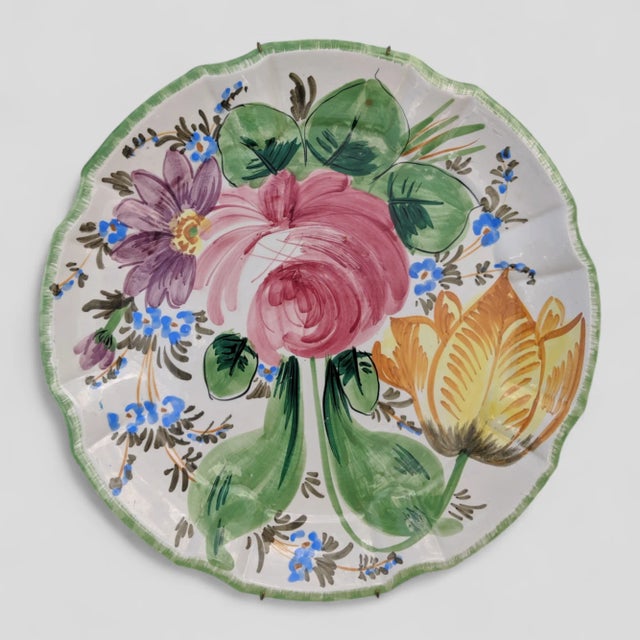 Vintage Italian Hand painted Porcelain Ceramic Decorative Plate In the Nove Rose Pattern Marked "Made in Italy" on...