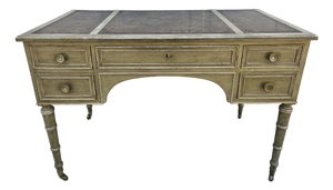 Baker Furniture Light Green Distressed Finish Writing Desk