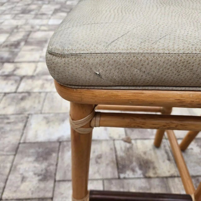 McGuire Bamboo Bar Stools With Leather Seats, 1970s Bohemian Style For Sale - Image 9 of 12